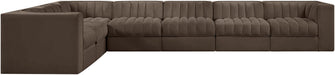 Rummi - Velvet Performance Fabric Upholstered 7 Piece Modular Sectional (With 3 Corner Chairs) - Stylish Home Furniture