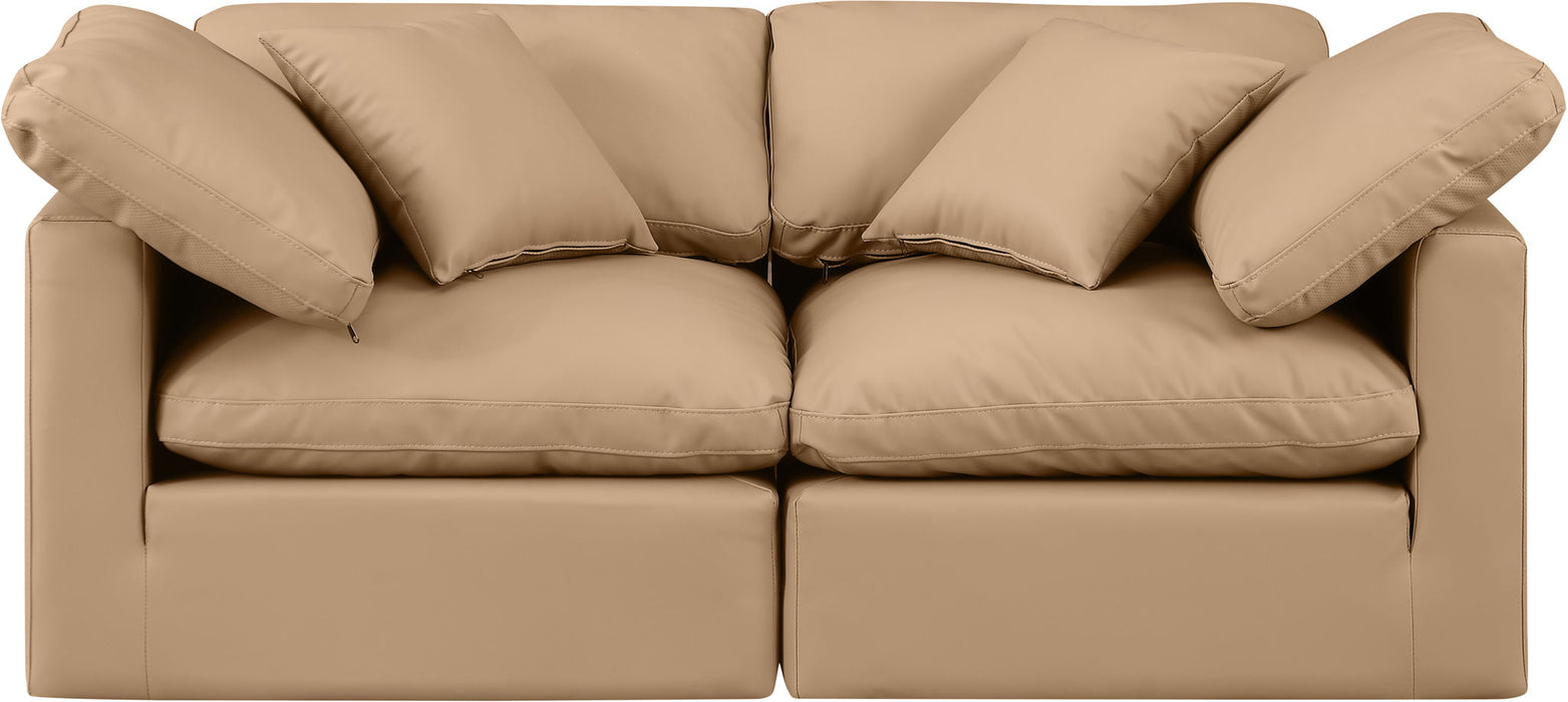 Indulge - Faux Leather 2 Piece Modular Sofa - Tan