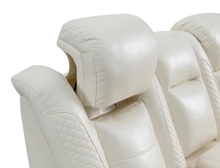 U94 - LED Power Reclining With Power Headrest, And Drop Down Table Sofa - White - Stylish Home Furniture