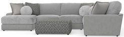Canyon - 4 Piece Sectional With Cuddler Seat Cushions, Included Accent Pillows And Cocktail Ottoman (Left Side Facing Chaise) - Platinum - Stylish Home Furniture