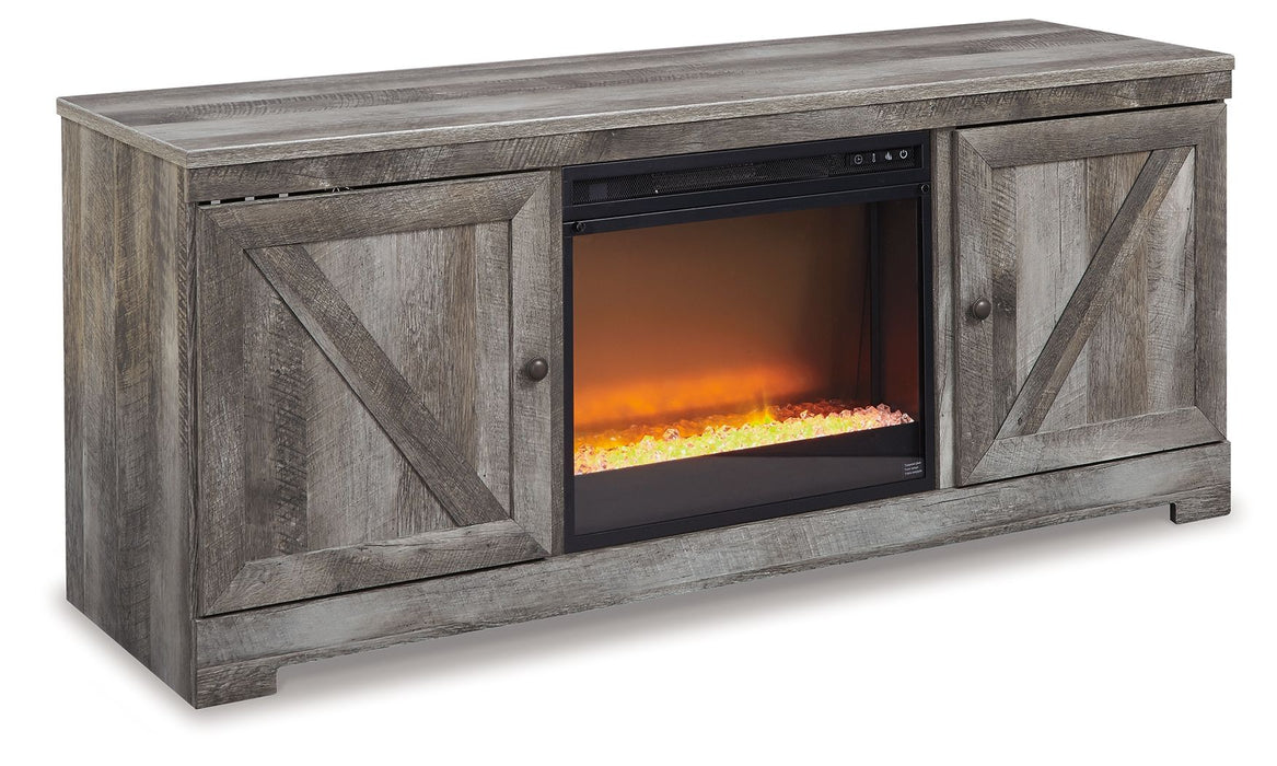 Wynnlow - Entertainment Center - TV Stand With Glass/Stone Fireplace Insert - Gray - Stylish Home Furniture