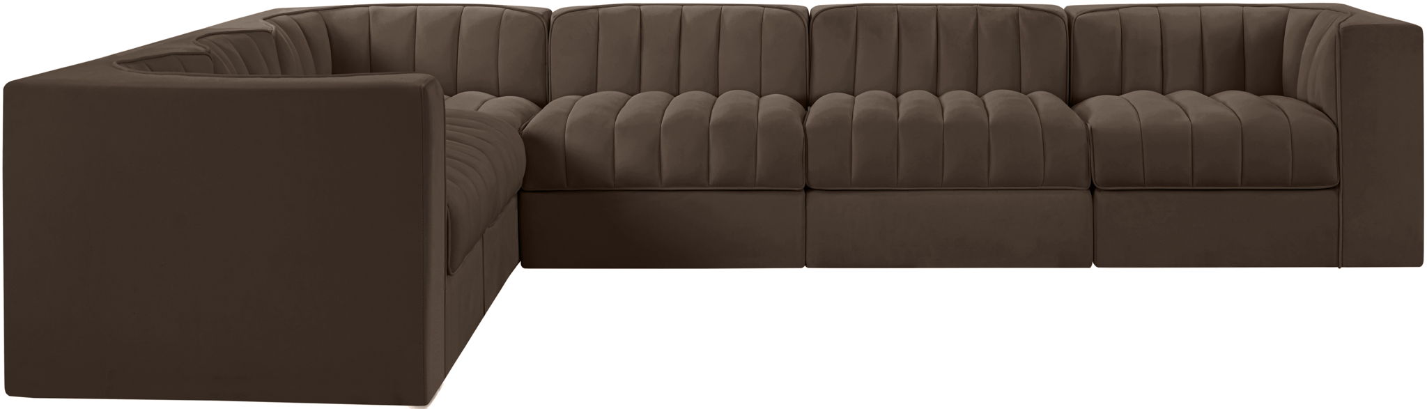 Rummi - Velvet Performance Fabric Upholstered 6 Piece Modular Sectional (With 3 Corner Chairs) - Stylish Home Furniture