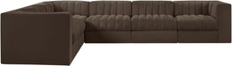 Rummi - Velvet Performance Fabric Upholstered 6 Piece Modular Sectional (With 3 Corner Chairs) - Stylish Home Furniture