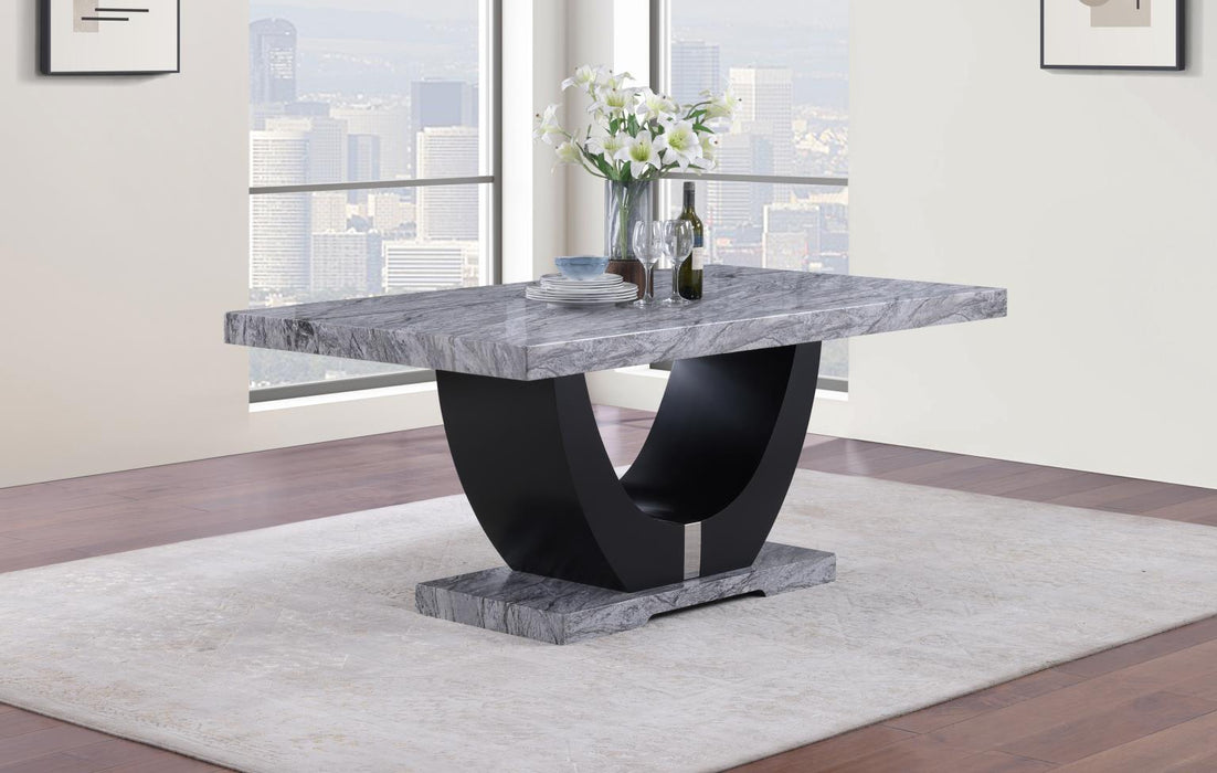 D144 - Faux Marble Dining Table - Gray