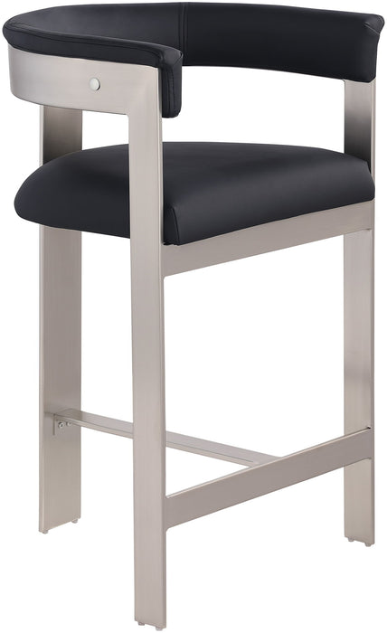 Romeo - Faux Leather Counter Stool With Silver Base (Set of 2)