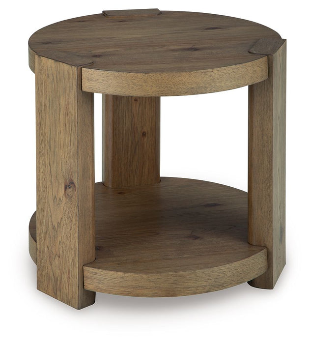 Flangren - Round End Table - Light Brown - Stylish Home Furniture