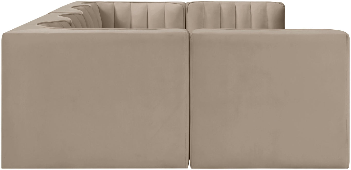 Rummi - Armless Velvet Performance Fabric Upholstered 6 Piece Modular Sectional - Stylish Home Furniture