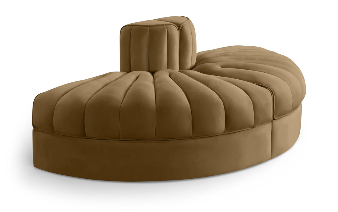 Rummi - Velvet Performance Fabric Upholstered 2 Piece  Rounded Modular Loveseat - Stylish Home Furniture