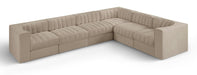 Rummi - Velvet Performance Fabric Upholstered 6 Piece Modular Sectional (With 3 Corner Chairs) - Stylish Home Furniture