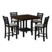 Brooks - 5 Piece Counter Set With Table And 4 Upholstered Seat & Wood Back Chairs - Medium Brown & Black - Stylish Home Furniture