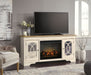 Realyn - 2 Pc. - 74" TV Stand with Electric Infrared Fireplace Insert - Chipped White - Stylish Home Furniture