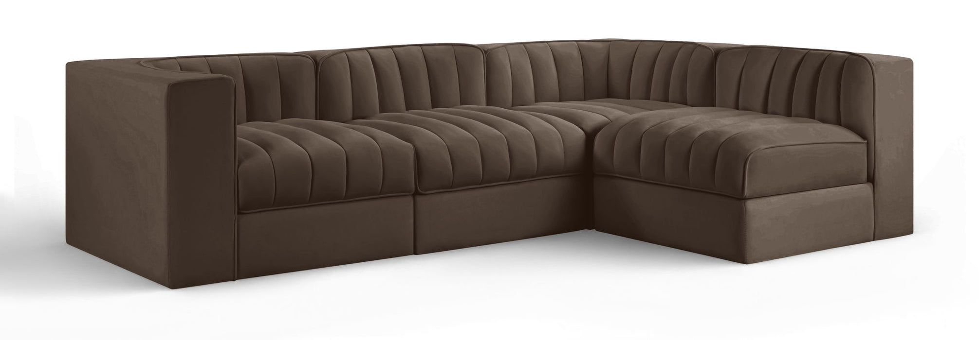 Rummi - Velvet Performance Fabric Upholstered 4 Piece Modular Sectional - Stylish Home Furniture
