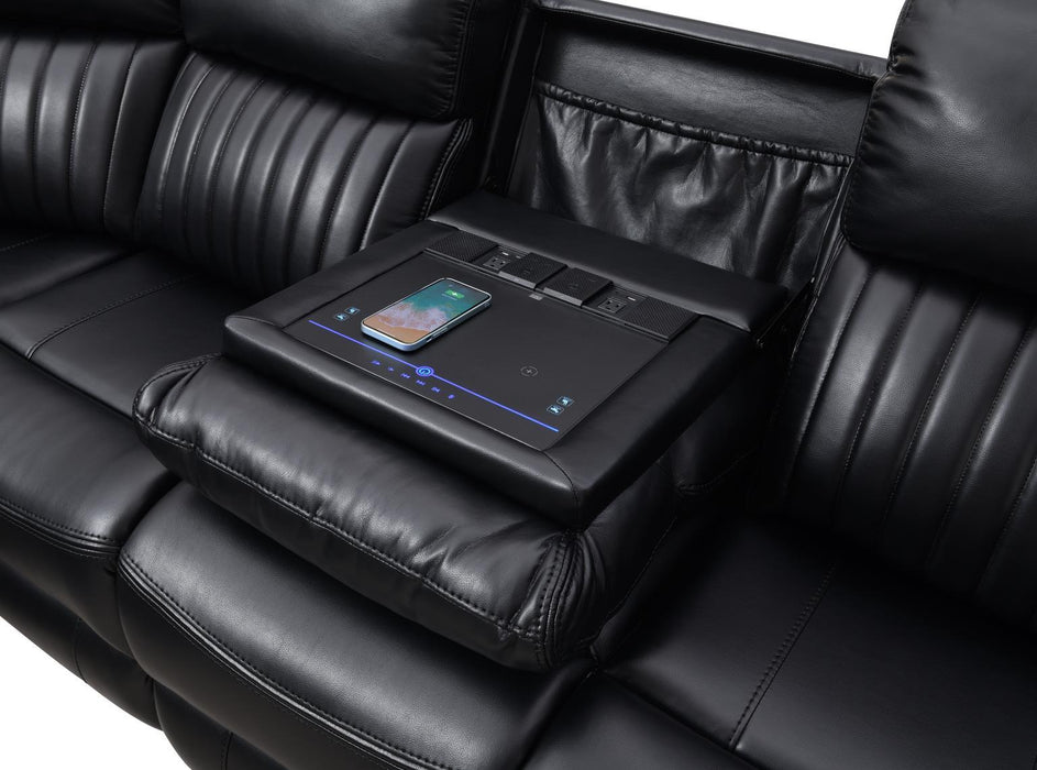 U22 - 3 Piece Power Reclining Sectional With Screen - Black