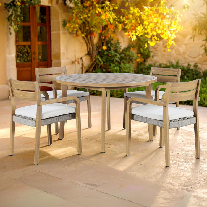 Arden - Round Patio Dining Table With 4 Patio Chairs - Natural - Stylish Home Furniture