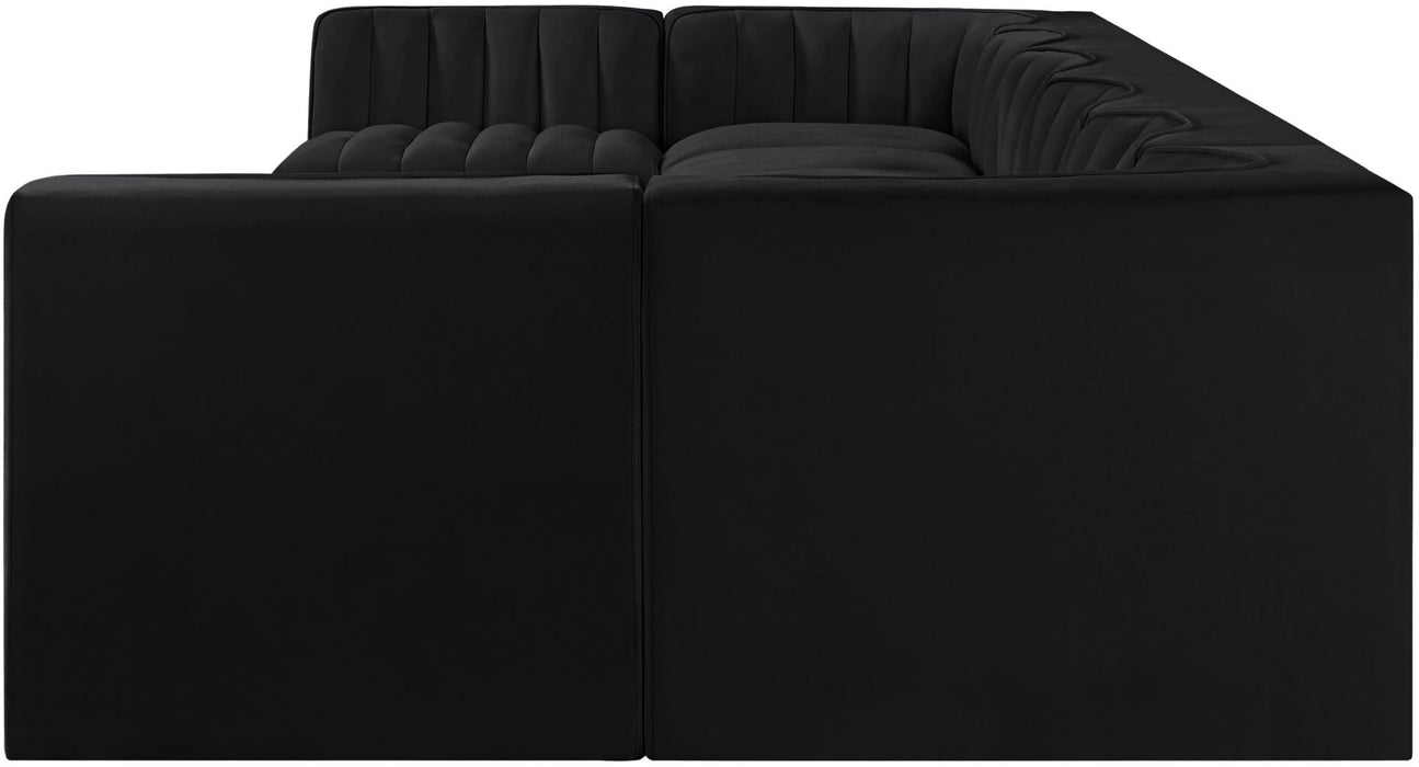 Rummi - Velvet Performance Fabric Upholstered 8 Piece Modular Sectional (With 2 Corner Chairs) - Stylish Home Furniture