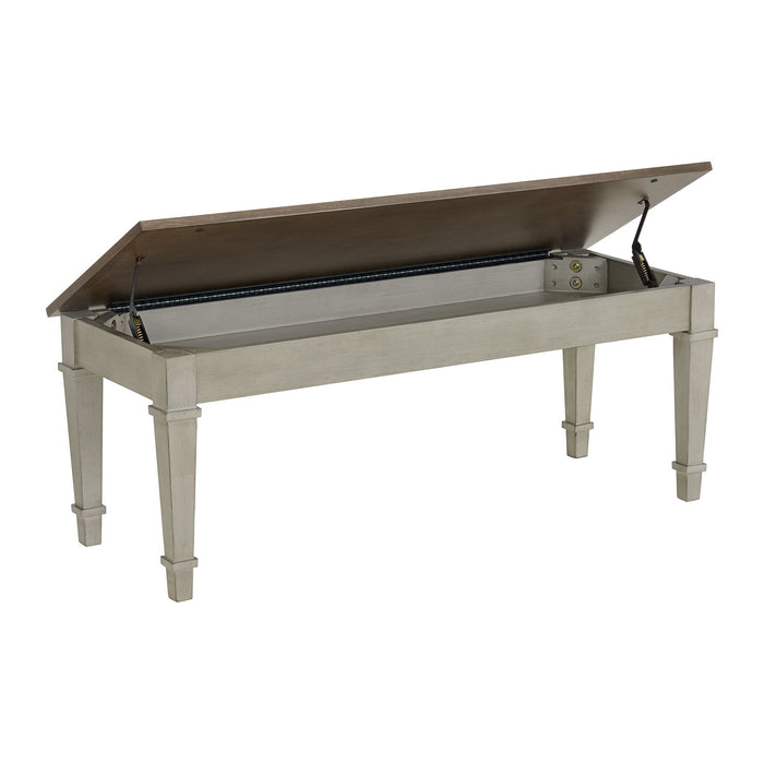 Farmington - Storage Dining Bench - Medium Brown And Washed Stone - Stylish Home Furniture