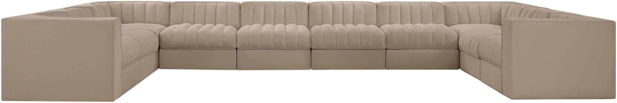 Rummi - Velvet Performance Fabric Upholstered 10 Piece Modular Sectional - Stylish Home Furniture
