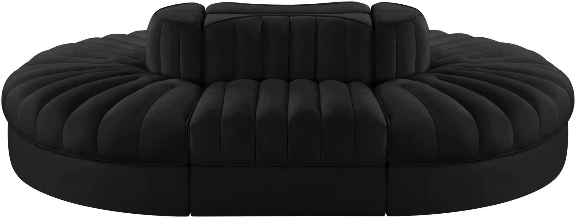 Rummi - Oval Velvet Performance Fabric Upholstered 6 Piece Modular Sectional - Stylish Home Furniture