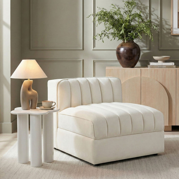 Rummi - Velvet Performance Fabric Upholstered Modular Armless Chair - Stylish Home Furniture