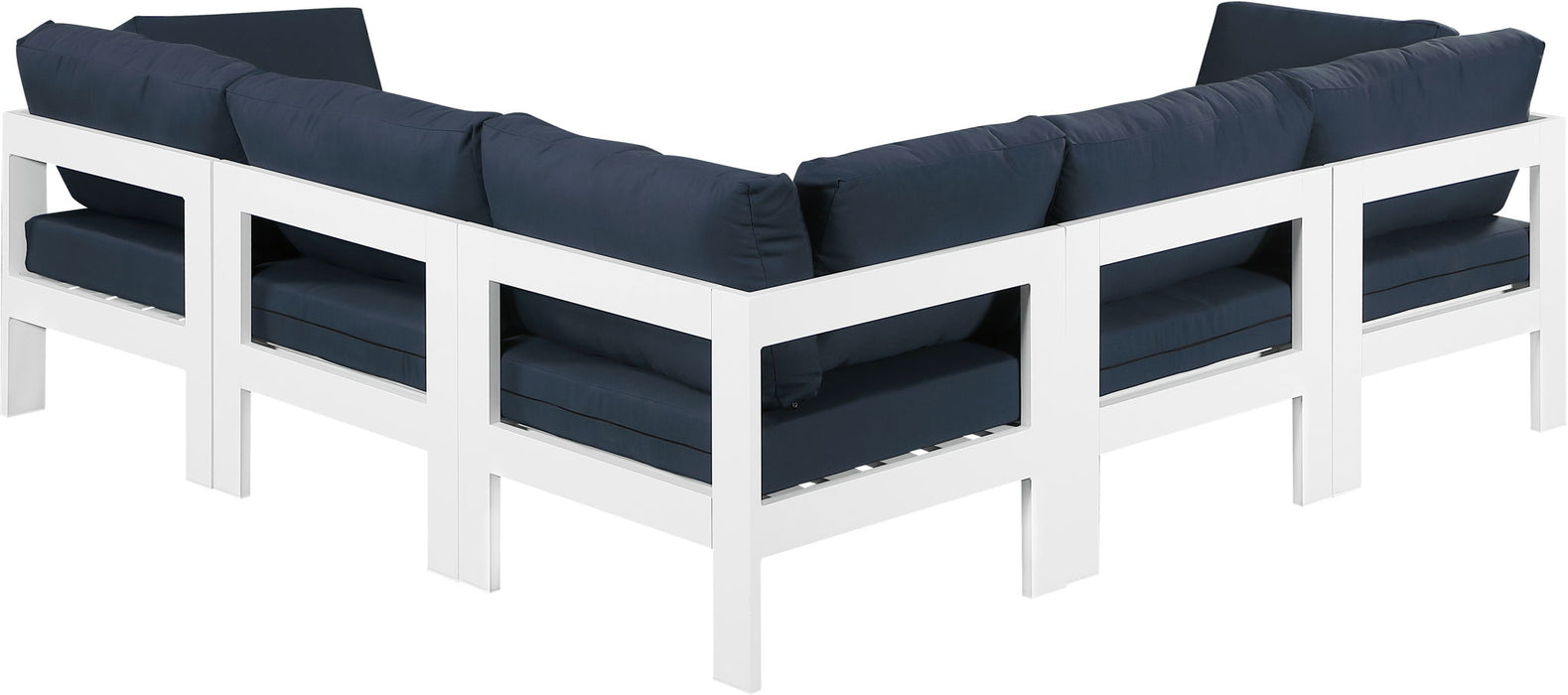 Nizuc - Outdoor Patio 5 Piece Modular Sectional With White Frame