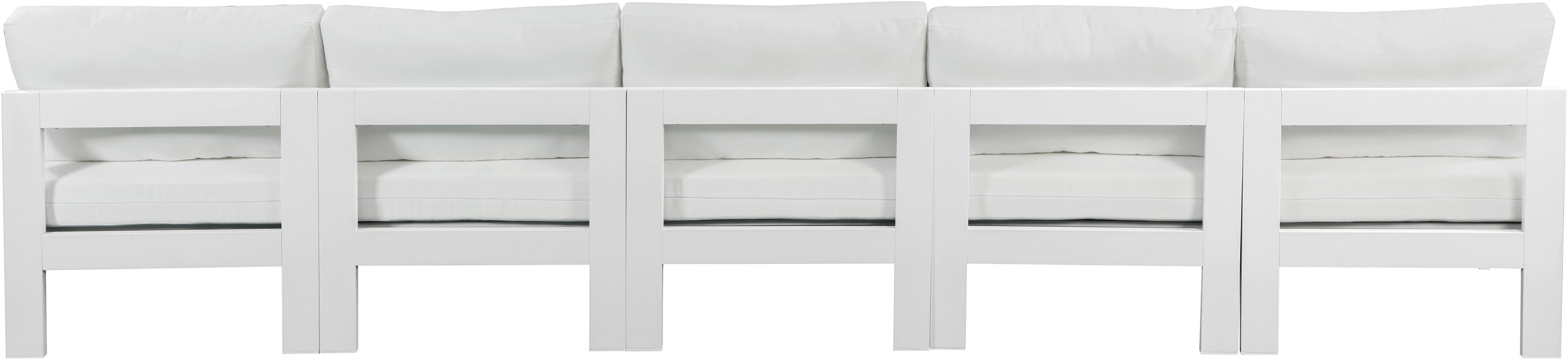 Nizuc - Outdoor Patio 5 Seat Modular Armless Sofa With White Frame