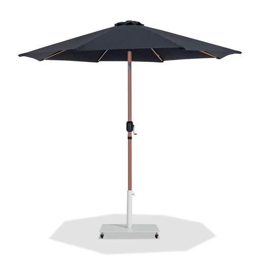 Fiji - Aluminum Patio Umbrella With Square White And Teak Base
