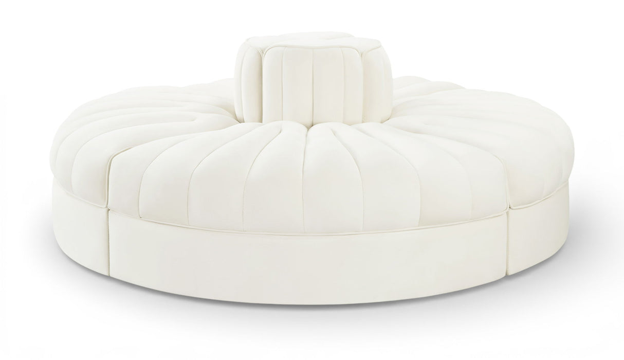 Rummi - Round Velvet Performance Fabric Upholstered 4 Piece Modular Sofa - Stylish Home Furniture