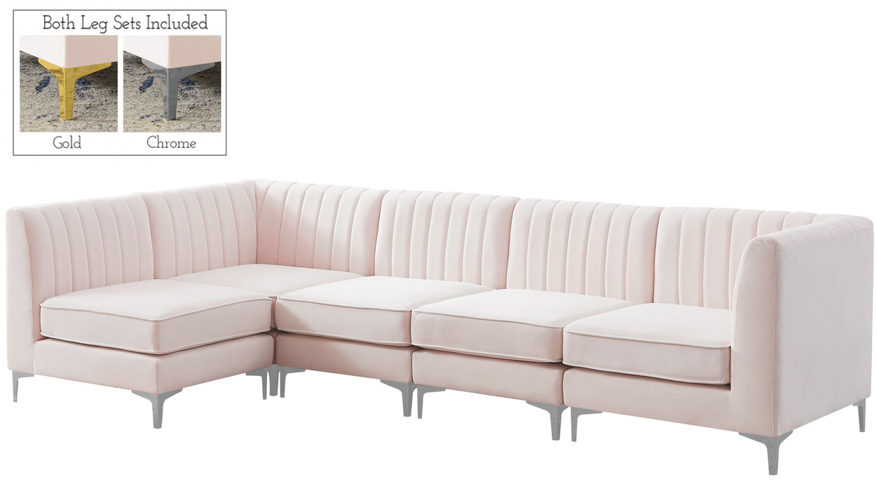 Alina - Modular Sectional 5 Piece - Pink - Fabric