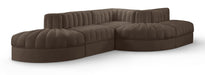 Rummi - Rounded Velvet Performance Fabric Upholstered 5 Piece Modular Sectional - Stylish Home Furniture