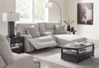 Acklen Place - 4 Pc. - 3-Piece Power Reclining Sectional Sofa With Raf Chaise, Wide Seat Power Recliner - Pewter - Stylish Home Furniture
