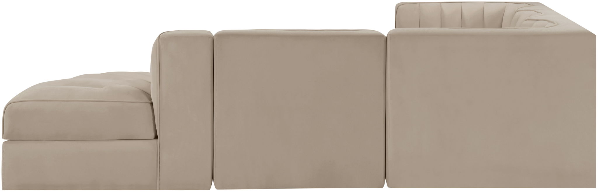 Rummi - Velvet Performance Fabric Upholstered 5 Piece Modular Sectional - Stylish Home Furniture