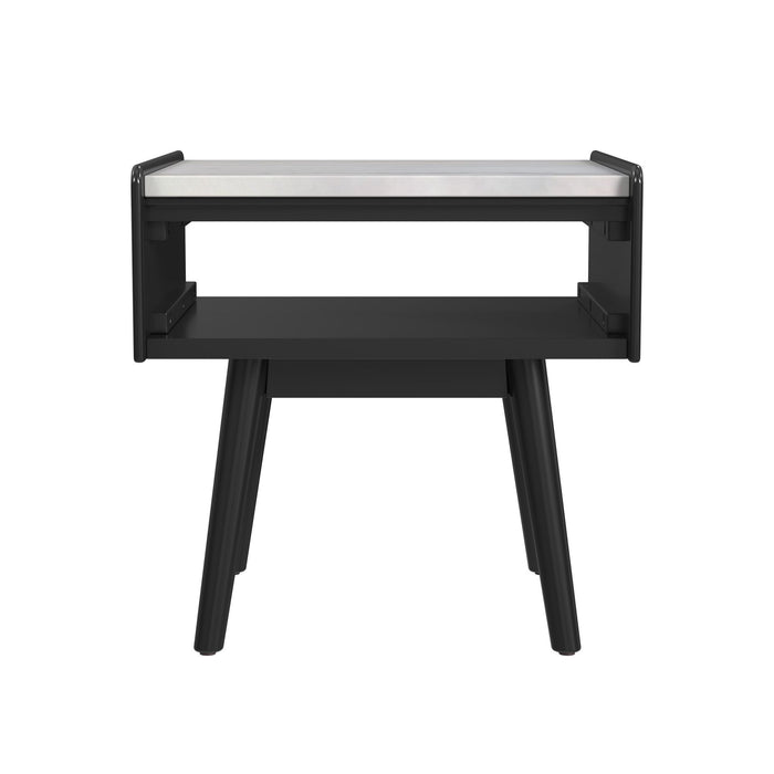 Lanette - End Table With White Marble Top - Black - Stylish Home Furniture