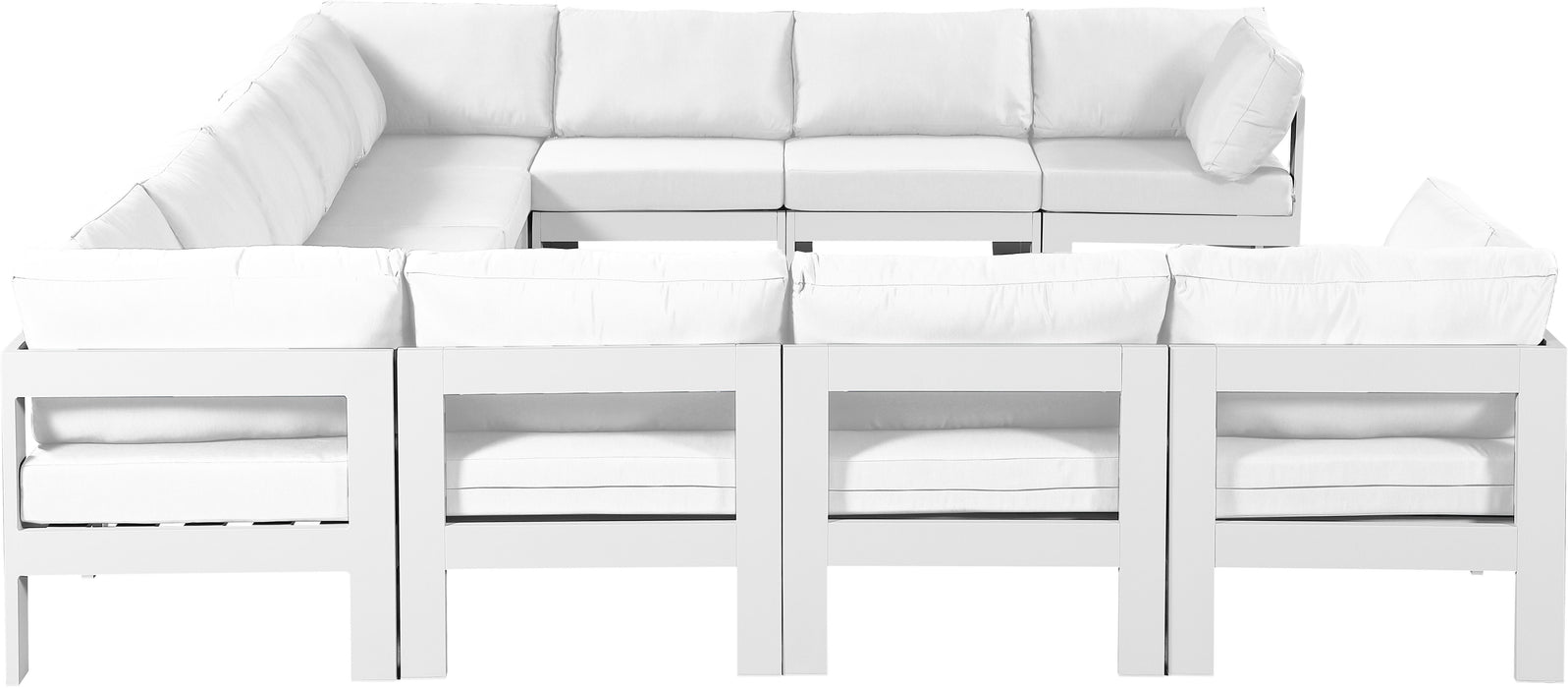 Nizuc - Outdoor Patio Modular Sectional 11 Piece - White - Fabric