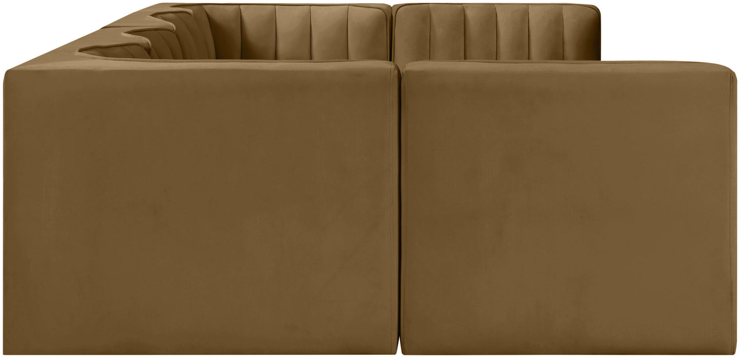 Rummi - Armless Velvet Performance Fabric Upholstered 6 Piece Modular Sectional - Stylish Home Furniture