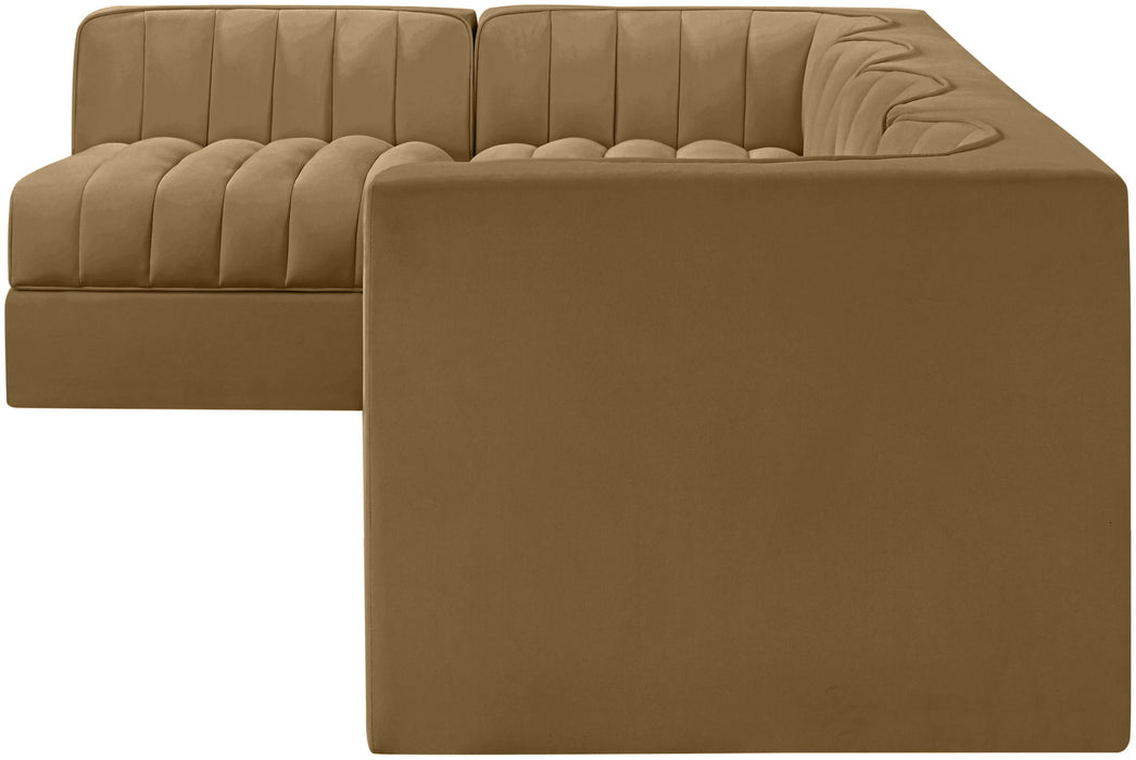 Rummi - Velvet Performance Fabric Upholstered 5 Piece Modular Sectional, L-Shaped (Right) - Stylish Home Furniture