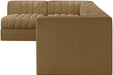 Rummi - Velvet Performance Fabric Upholstered 5 Piece Modular Sectional, L-Shaped (Right) - Stylish Home Furniture