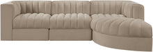 Rummi - Velvet Performance Fabric Upholstered 4 Piece Modular Sectional, With Reverse Corner Chair - Stylish Home Furniture