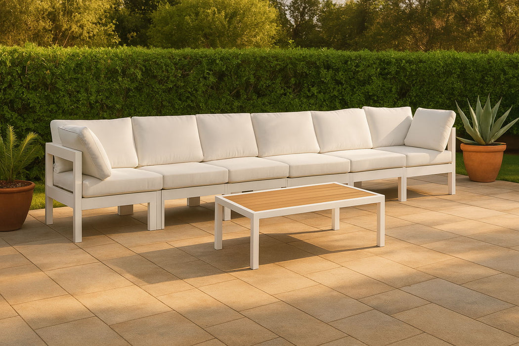 Nizuc - Outdoor Patio 6 Seat Modular Sofa With White Frame