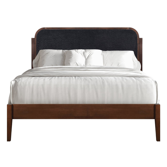 Hawthorne - 5/0 Queen Platform Bed With Chair arcoal Upholstered Headboard - Brown - Stylish Home Furniture