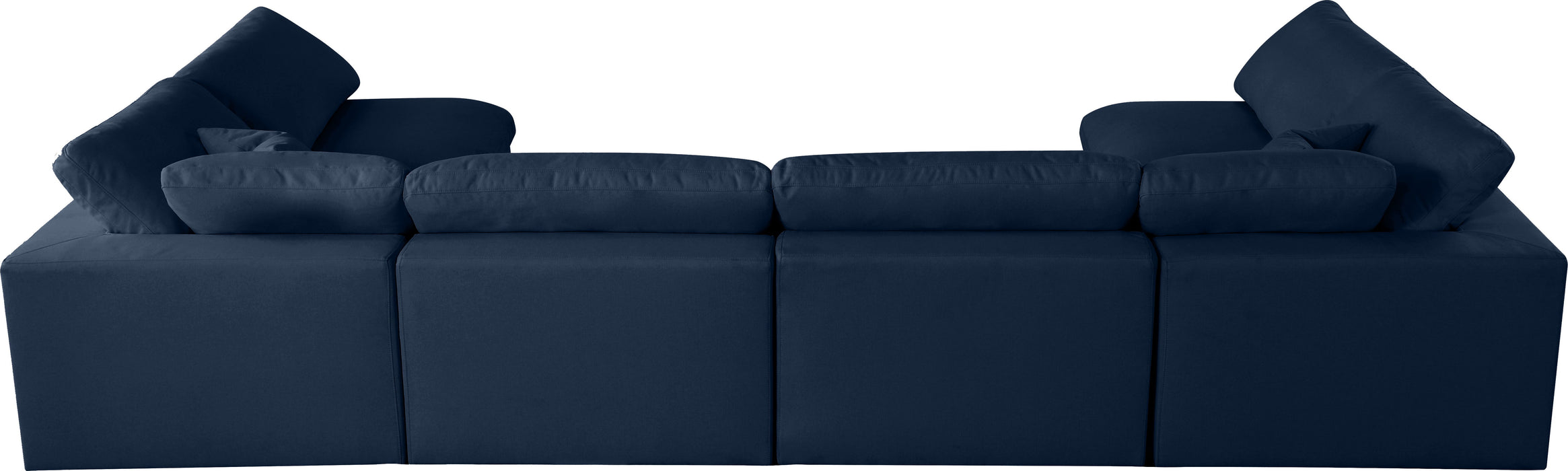 Serene - Textured Fabric Deluxe Comfort Modular Sectional 6 Piece - Navy - Fabric