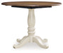 Wirloni - Round Dining Room Drop Leaf Table - Antique White / Brown - Stylish Home Furniture