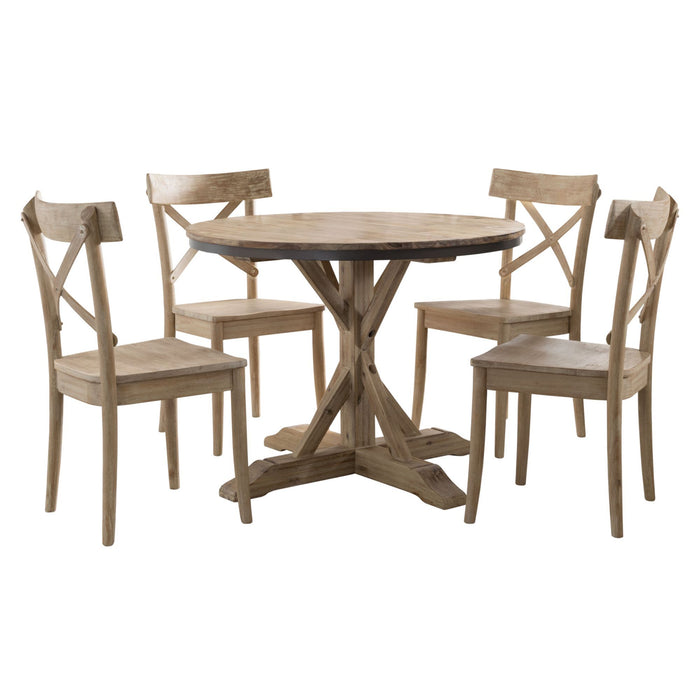 Callista - Round Standard Height 5 Piece Dining Set (Table And Four Chairs) - Beach - Stylish Home Furniture