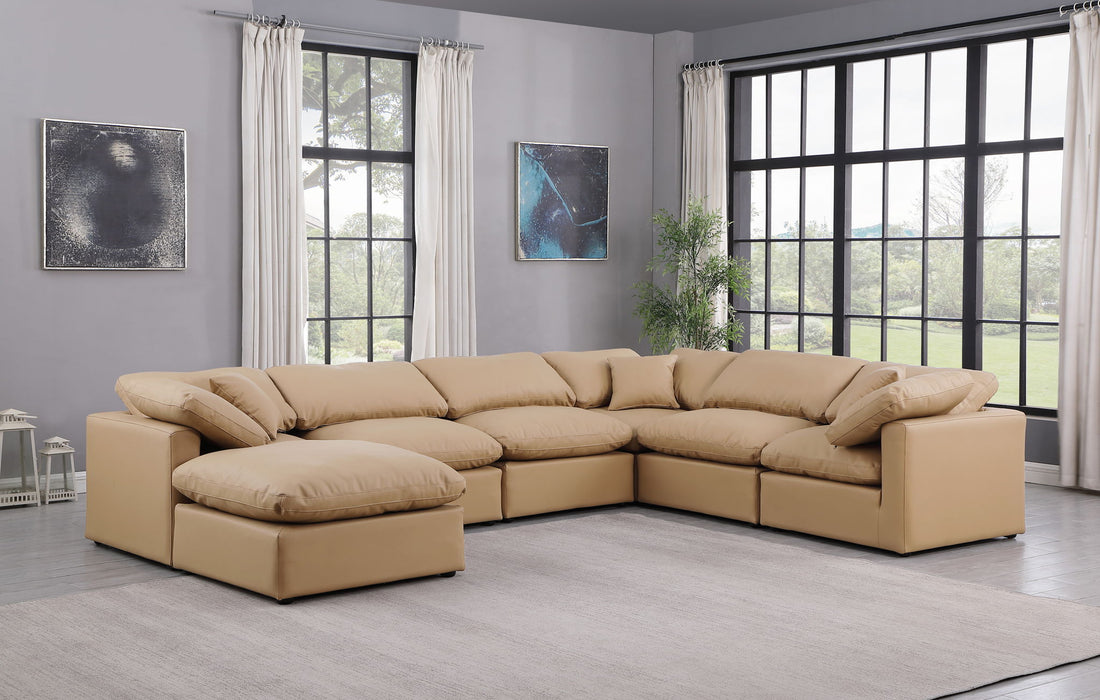 Indulge - Faux Leather 7 Piece Modular Sectional - Tan - Stylish Home Furniture