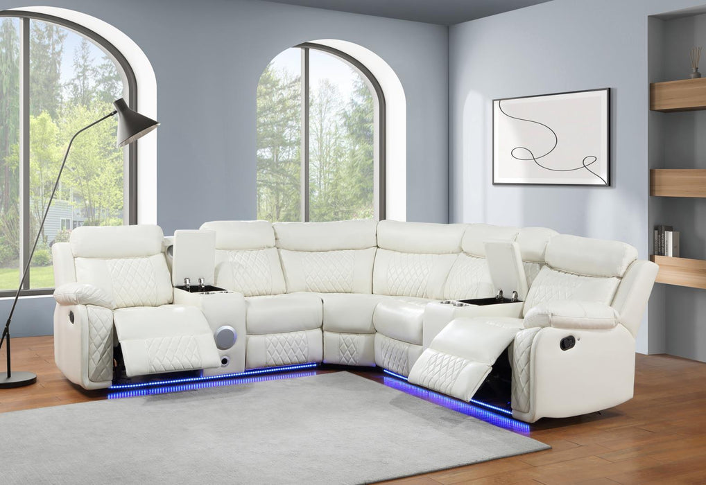 U64 - Motion 3 Piece Sectional With Bluetooth Speaker - White - Blue
