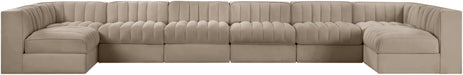 Rummi - Velvet Performance Fabric Upholstered 8 Piece Modular Sectional (With 2 Corner Chairs) - Stylish Home Furniture