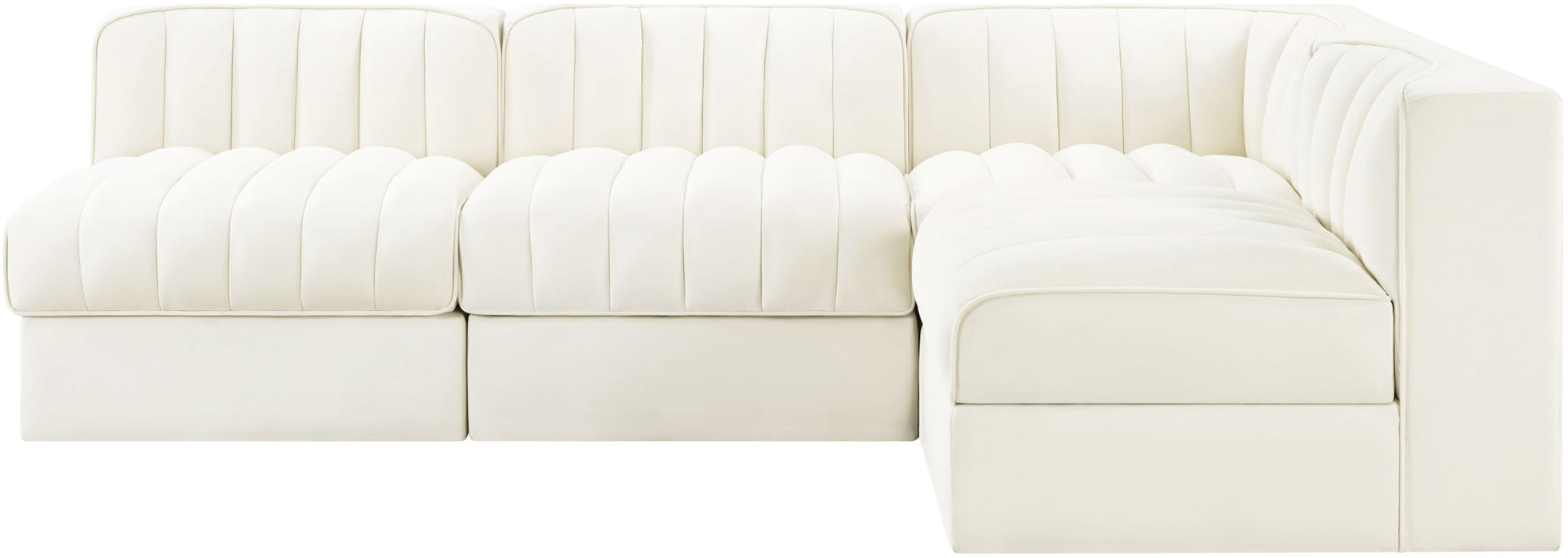 Rummi - Armless Velvet Performance Fabric Upholstered 4 Piece Modular Sectional - Stylish Home Furniture