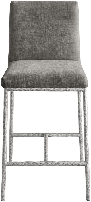 Reeves - Chenille Fabric Upholstered Counter Stool (Set of 2) - Silver Base