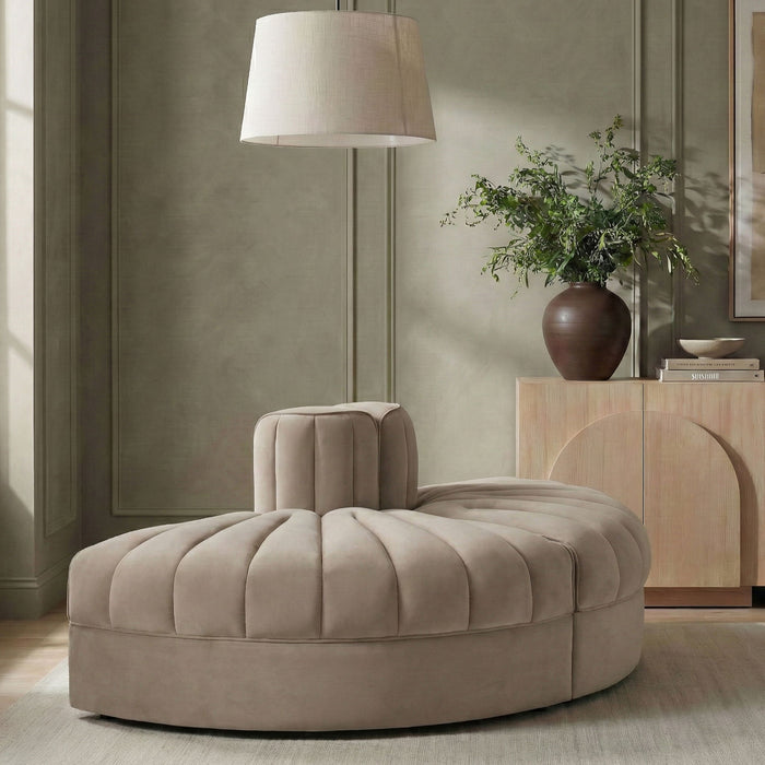 Rummi - Velvet Performance Fabric Upholstered 2 Piece  Rounded Modular Loveseat - Stylish Home Furniture