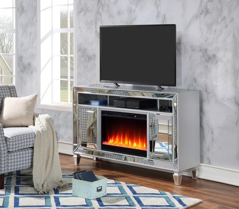 W125 - TV Stand (Fireplace Sold Seperately) - Pearl Silver