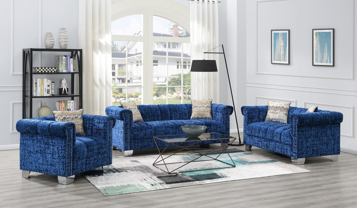 U230 - Dark Crushed Velvet Loveseat - Blue